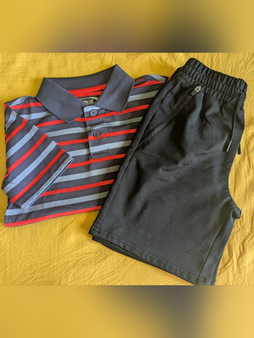 🏃🏻‍♂️MTA Sport SET- Boy's Active Striped Polo & Active Shorts; Size: XS